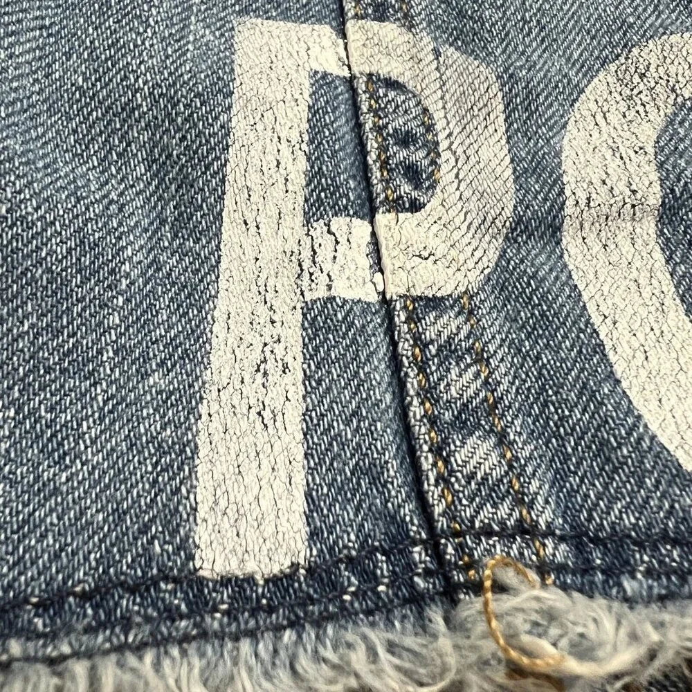 Polo Ralph Lauren‎ Denim Crop Jacket Girls 6X/6 Spellout Small Pony Trucker